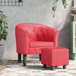 Vidaxl fauteuil cabriolet avec repose - pied rouge similicuir 356468