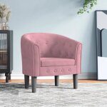 Vidaxl fauteuil cabriolet rose velours 356474