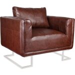 Vidaxl fauteuil cube avec pieds chrom�s marron similicuir 240896