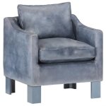 Vidaxl fauteuil gris cuir vritable