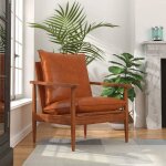 Vidaxl fauteuil cuir vritable avec bois dacacia marron salle de sjour salon 246480