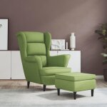 Vidaxl fauteuil  oreilles avec tabouret vert clair velours 3115934