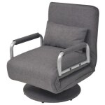 Vidaxl fauteuil pivotant et canap� - lit gris fonc� tissu