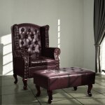 Vidaxl fauteuil repose - pied cuir artificiel marron fonc� salon canap� chaise 60784