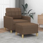 Vidaxl fauteuil avec repose - pied marron 60 cm tissu canap� fauteuil fauteuil tv canap� simple si�ge ...