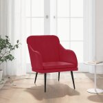 Vidaxl fauteuil rouge bordeaux 63x76x80 cm velours fauteuil relax fauteuil de salon chaise de chambre ...
