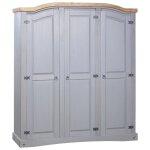 Vidaxl garde - robe avec 3 portes gamme corona pin mexicain gris 282621