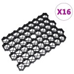 Vidaxl grilles dherbe 16 pcs noir 60x40x3 cm plastique