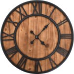 Vidaxl horloge murale vintage quartz bois m�tal montre de mur pendule de salon 50646