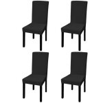 Vidaxl housse de chaise droite extensible 4 pcs noir 131419 Vidaxl housse de chaise droite extensible 4 pcs noir 131419