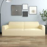 Vidaxl housse extensible de canapé 3 places crème jersey de polyester 332946 Vidaxl housse extensible de canapé 3 places crème jersey de polyester 332946
