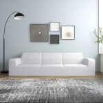 Vidaxl housse extensible de canapé 4 places blanc jersey de polyester 332951 Vidaxl housse extensible de canapé 4 places blanc jersey de polyester 332951