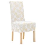 Vidaxl housses extensibles de chaise 6 pcs blanc avec imprim dor