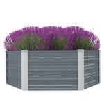 Jardinire - vidaxl - hexagonale - acier galvanis - 129 x 129 x 46 cm - gris