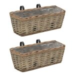 Vidaxl jardini�re de balcon 2 pcs osier avec doublure en pe 40 cm