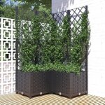 Vidaxl jardini�re avec treillis noir 80x80x136 cm pp