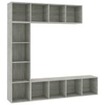 Vidaxl jeu de biblioth�que / meuble tv 3 pcs gris b�ton 180x30x180 cm