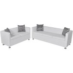 Vidaxl jeu de canap  2 places et  3 places cuir synthtique blanc