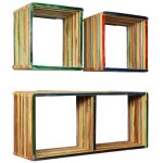 Jeu dtagre murale - vidaxl - 3 pcs - teck massif recycl - multicolore - petit meuble complment
