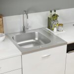 Vidaxl jeu devier de cuisine et egouttoir evier encastr lavabo de cuisine maison intrieur argent 600x600x15 ...
