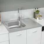 Vidaxl jeu devier de cuisine et egouttoir evier encastr lavabo de cuisine maison intrieur argent 800x600x15 ...
