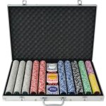 Vidaxl jeu de poker avec 1000 jetons laser aluminium