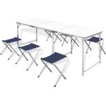 Vidaxl table pliante de camping hauteur ajustable avec 6 tabourets jardin 41329