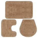 Vidaxl jeu de tapis de salle de bain 3 pcs tissu beige