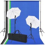 Vidaxl kit de studio photo avec 5 toiles de fond color�es et 2 ombrelles 190206