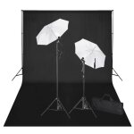 Vidaxl kit de studio et toile de fond et lumi�res noir eclairage photographie 160179