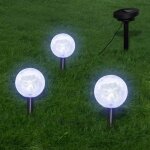 Vidaxl 3x boule solaire led lampe �clairage solaire de jardin ext�rieur 40870