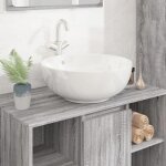 Vidaxl lavabo blanc 44x17 cm c�ramique rond lavabo de salle de bain lavabo de bain lavabo de vanit� �vier ...