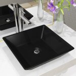 Vidaxl lavabo cramique carr noir 415x415x12 cm vasque vier salle de bain 142739