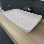 Vidaxl lavabo rectangulaire c�ramique blanc vasque � poser lave - mains bain 140691