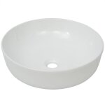 Vidaxl lavabo ronde c�ramique blanc 415x135 cm vasque � poser salle de bain 142337