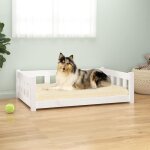Vidaxl lit pour chien blanc 955x655x28 cm bois de pin solide 833256