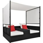 Lit de jardin - vidaxl - 190x130 cm - résine tressée - noir - baldaquin réglable Lit de jardin - vidaxl - 190x130 cm - résine tressée - noir - baldaquin réglable