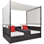 Lit de jardin - vidaxl - 190x130 cm - résine tressée - baldaquin réglable - 2 personnes Lit de jardin - vidaxl - 190x130 cm - résine tressée - baldaquin réglable - 2 personnes