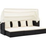 Vidaxl lit de jardin avec toit noir résine tressée Vidaxl lit de jardin avec toit noir résine tressée