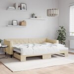 Vidaxl lit de jour avec lit gigogne cr�me 80x200 cm tissu 3197425