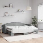 Vidaxl lit de jour avec lit gigogne gris clair 80x200 cm tissu 3197183