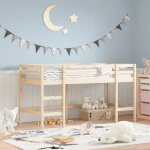 Vidaxl lit mezzanine enfants chelle lit surlev pour enfants meuble de rangement chambre moderne marron ...
