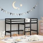 Vidaxl lit mezzanine enfants chelle lit surlev pour enfants meuble de rangement chambre moderne noir ...