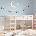 Vidaxl lit mezzanine enfants chelle lit surlev pour enfants meuble de rangement chambre moderne marron ...