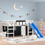 Vidaxl lit mezzanine enfants et rideaux lit surlev pour enfants avec chelle meuble de rangement chambre ...