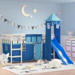 Vidaxl lit mezzanine enfants avec tour lit surlev pour enfants avec chelle meuble de rangement chambre ...