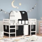 Vidaxl lit mezzanine enfants et tunnel lit surlev pour enfants avec chelle meuble de rangement chambre ...