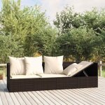 Vidaxl lit de salon dext�rieur avec coussins marron r�sine tress�e 319563