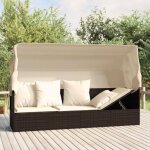 Vidaxl lit de salon dextrieur toit et coussins marron rsine tresse 319567