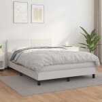 Vidaxl lit à sommier tapissier avec matelas blanc 140x200cm similicuir - modèle 3141006 Vidaxl lit à sommier tapissier avec matelas blanc 140x200cm similicuir - modèle 3141006